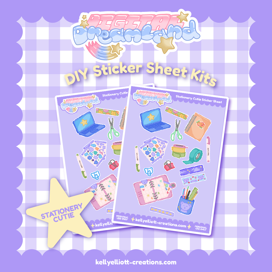 STATIONERY CUTIE - DIY Sticker Sheet Kit | Digital Download with Cut Files