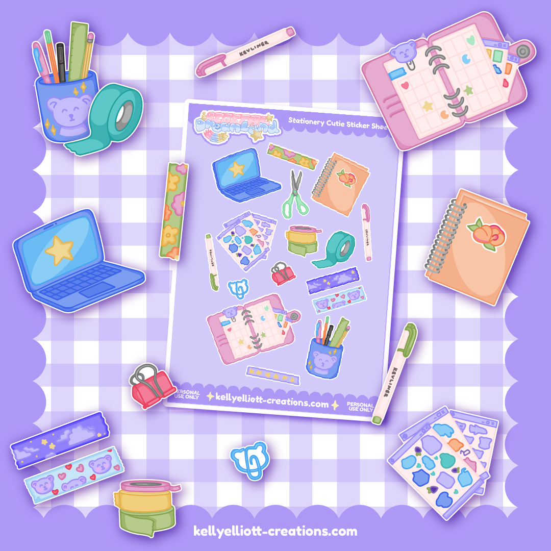 STATIONERY CUTIE - DIY Sticker Sheet Kit | Digital Download with Cut Files