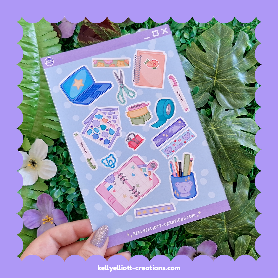 STATIONERY CUTIE - DIY Sticker Sheet Kit | Digital Download with Cut Files