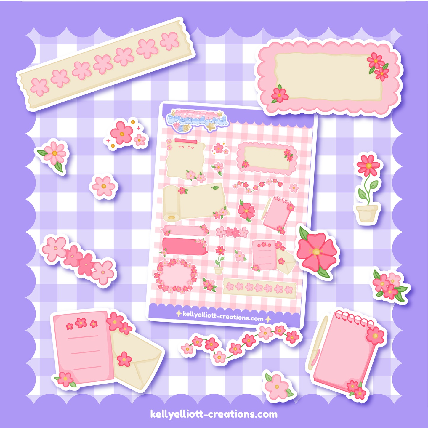 FLOWERY PINK LABELS - DIY Sticker Sheet Kit | Digital Download with Cut Files