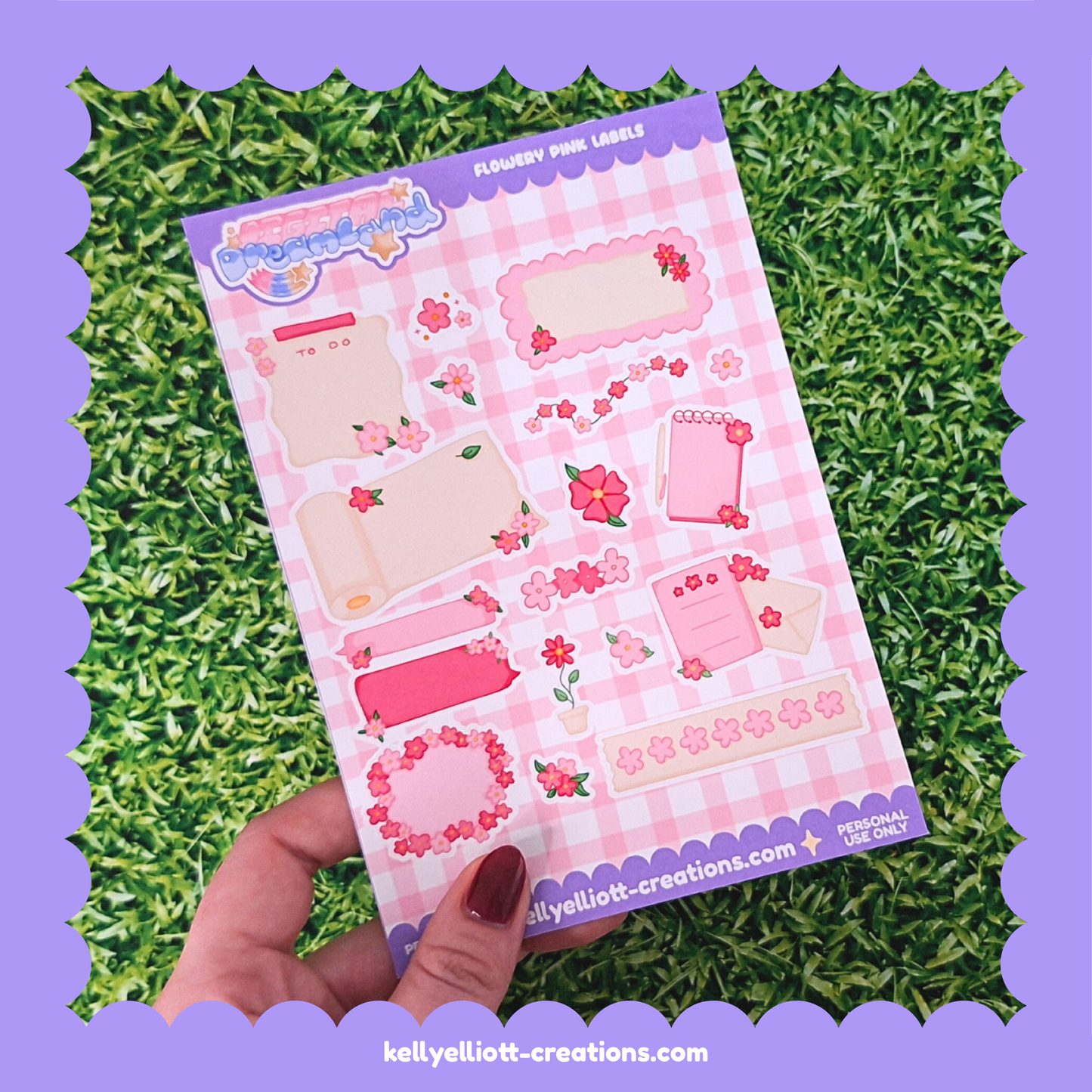 FLOWERY PINK LABELS - DIY Sticker Sheet Kit | Digital Download with Cut Files