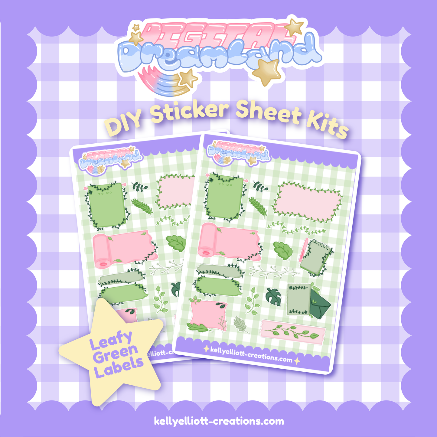 LEAFY GREEN LABELS - DIY Sticker Sheet Kit | Digital Download with Cut Files