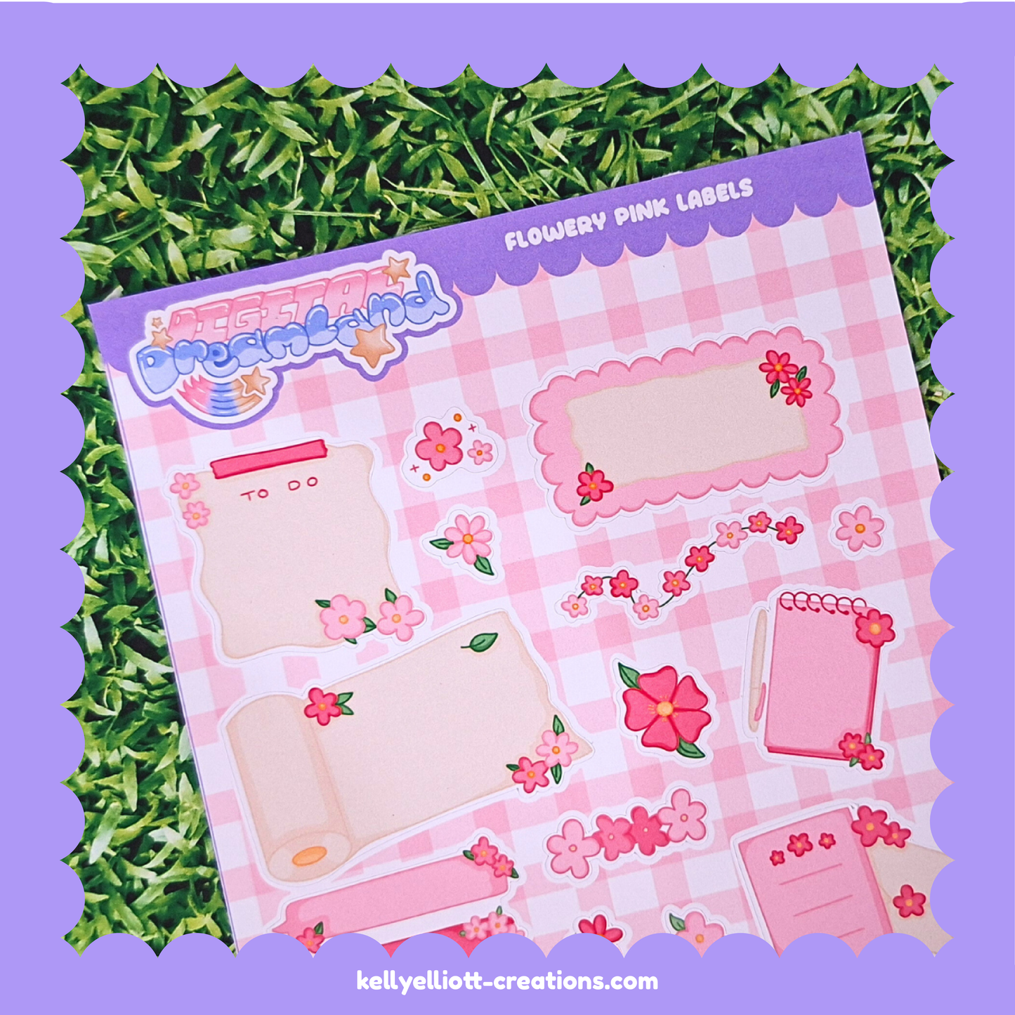 FLOWERY PINK LABELS - DIY Sticker Sheet Kit | Digital Download with Cut Files