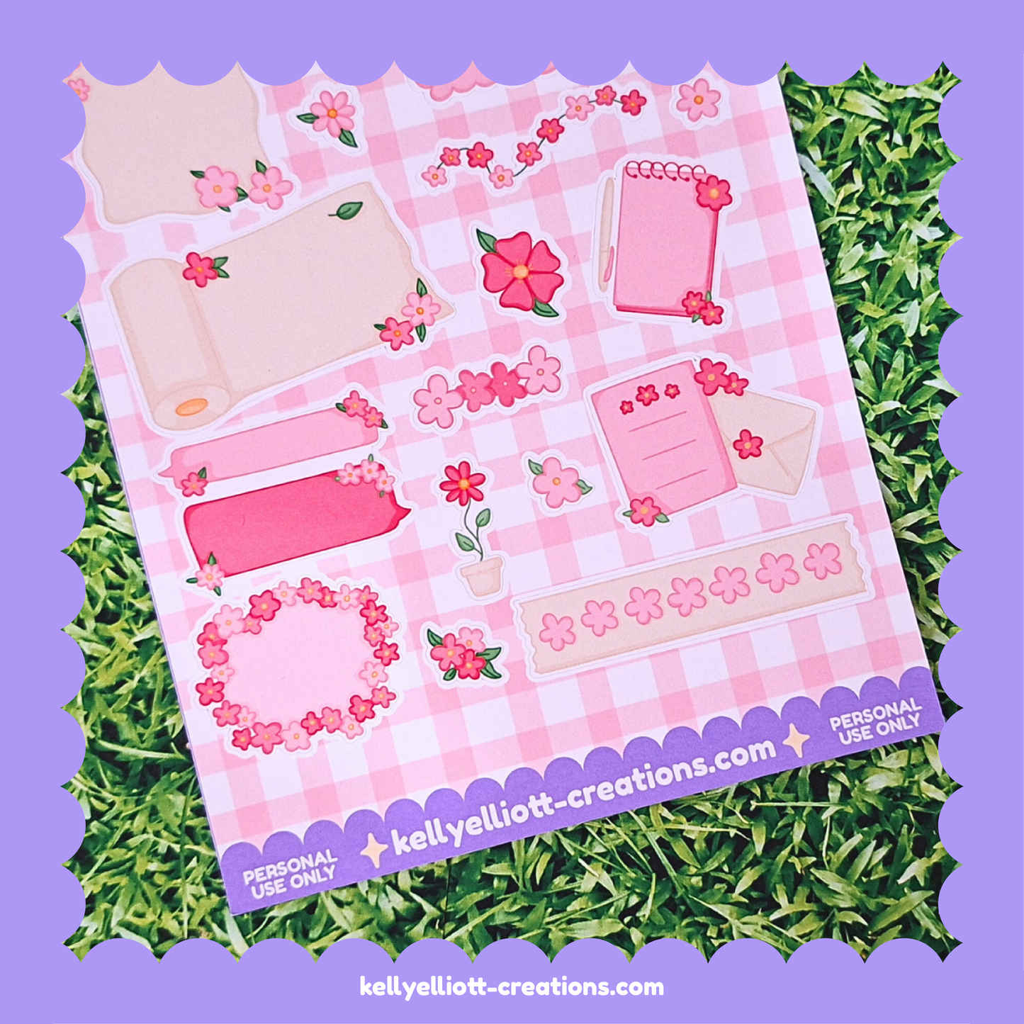 FLOWERY PINK LABELS - DIY Sticker Sheet Kit | Digital Download with Cut Files